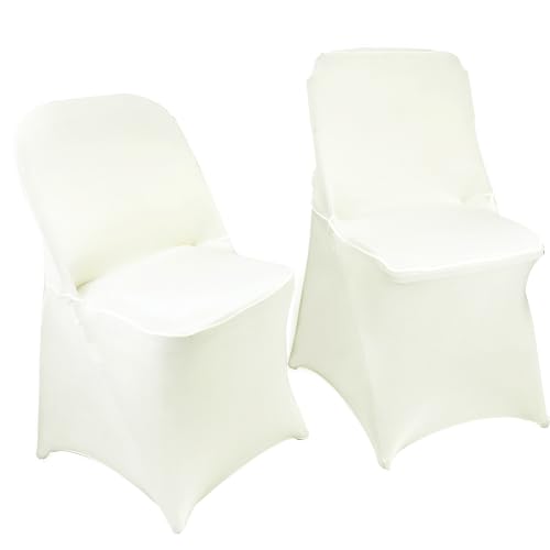 Stretch Waterproof Folding Chair Covers - Ivory, Pack of 10