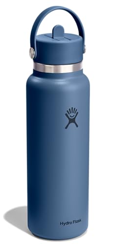 40 Oz Insulated Stainless Steel Water Bottle with Leakproof Wide Mouth & Straw Cap