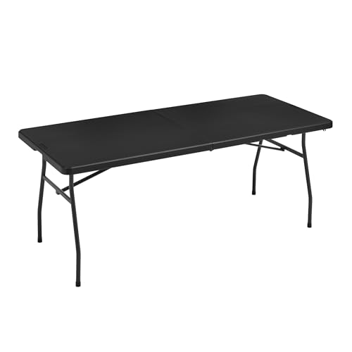 6ft Heavy Duty Folding Table - Portable Indoor & Outdoor Work & Event Table, Black
