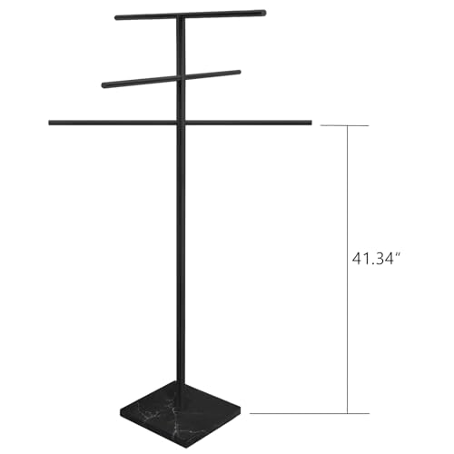 Eadot Marble Base Pool Towel Rack - Outdoor Hot Tub Spa Towel Stand - Matte Black Variation