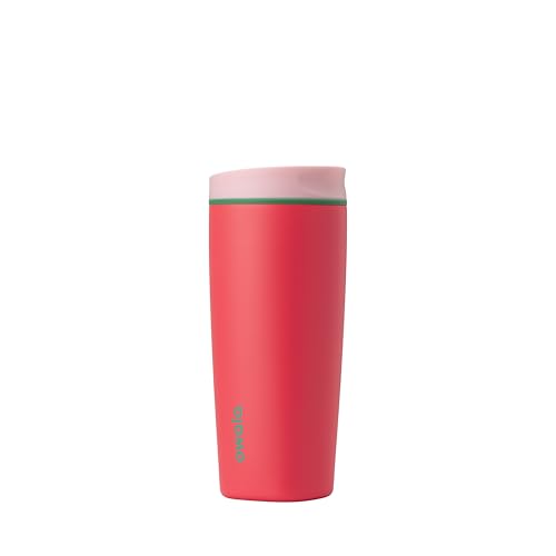 Owala SmoothSip Slider Insulated Stainless Steel Coffee Tumbler, Reusable Iced Coffee Cup, Hot Coffee Travel Mug, BPA Free 12 oz, Pink (Pucker Up)