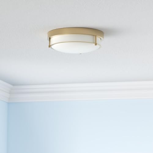 12 Inch Brass Gold Finish 2-Light Ceiling Mount Light Fixture for Hallway Kitchen Bedroom – Modern Design