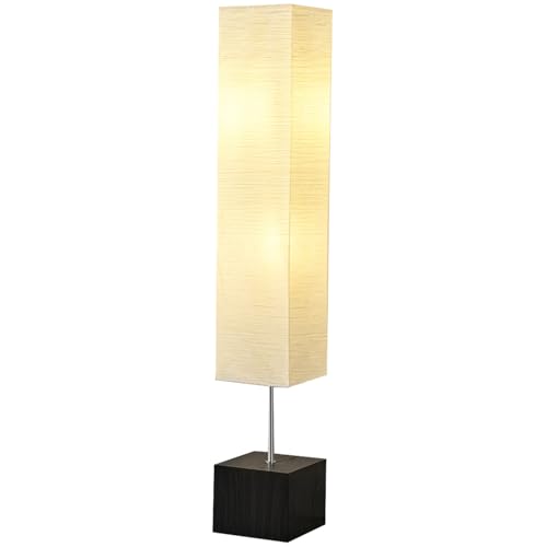 BHDJSHX Japanese Floor Lamp with Solid Wood Base & Rice Paper Shade, 58-inch Off White