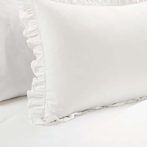 Lush Decor Reyna Ruffle Cotton Duvet Cover Set Twin XL - White Bedding