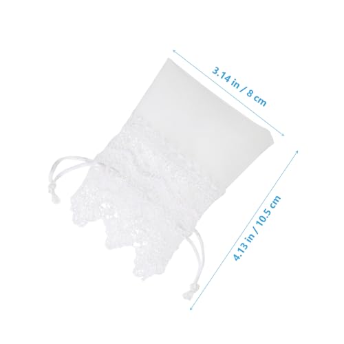 40 Pcs White Lace Drawstring Jewelry Bags Small Organza Gift Pouches for Wedding and Party
