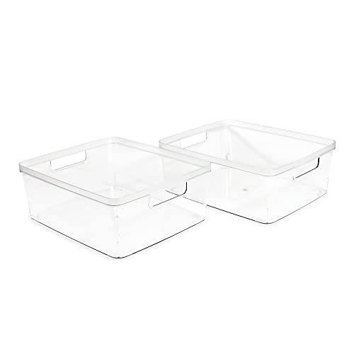 Isaac Jacobs 2-Pack Large Clear Storage Bins - Rectangle, 11.5 x 14 x 5.5 inches