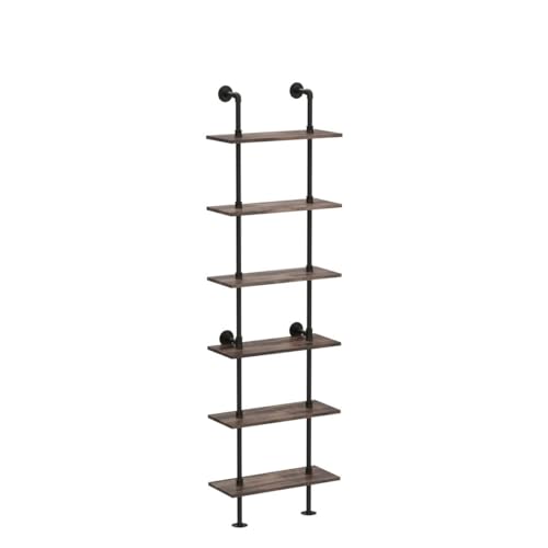 Hombazzar Industrial Pipe Bookshelf,6 Tier Shelving for Living Room