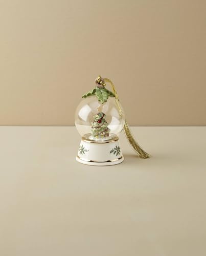 Lenox Christmas Tree Snow Globe Ornament - Tree Globe Variation, Ivory Porcelain