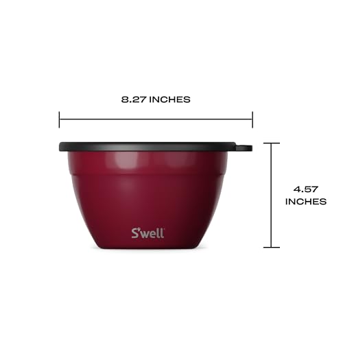 Stainless Steel Salad Bowl Kit 64oz with Leakproof Lid & Removable Tray - Wild Cherry Variation