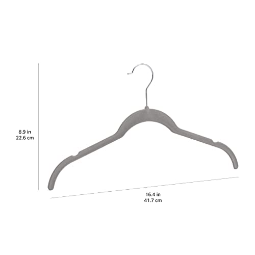Slim Velvet Clothes Hangers Pack of 100 - Non-Slip, Space Saving, Gray/Silver