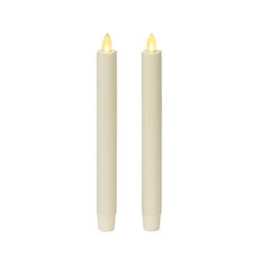 Luminara Ivory White Set of 2 Moving Flame LED Taper Candles Flameless