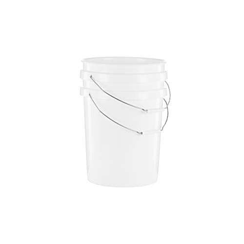 White 5 Gallon Heavy Duty Bucket - BPA-Free Plastic with Handle, 3-Pack
