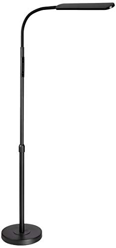 Black LED Floor Lamp with Adjustable Height & Remote Control - Modern Reading Light
