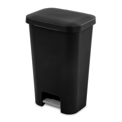 Sterilite 11.9 Gal Rectangular Step-On Wastebaskets 4 Pack Black Kitchen & Office