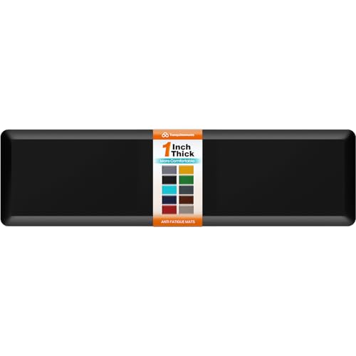 Anti-Fatigue Mat 1-Inch Thick for Kitchen & Standing Desk - Black, 72"L x 20"W