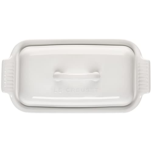 Le Creuset Heritage White Stoneware Butter Dish - Durable, Nonstick, Dishwasher Safe