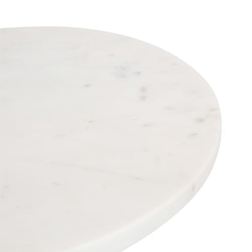 Gold Round Drink Table with White Marble Top - 10x22 Modern Glam Accent