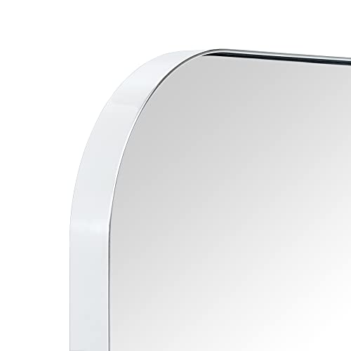 22x30 Inch Chrome Rounded Rectangle Bathroom Wall Mirror - Stainless Steel Frame, Vertical & Horizontal Hanging - Variation: Chrome / 30"L x 22"W
