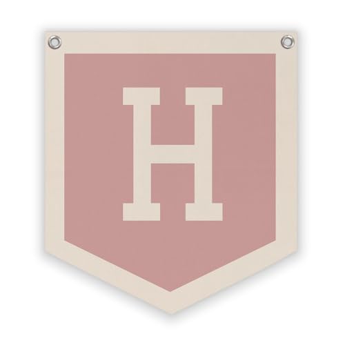 Lacama Pink Initial Personalized Preppy Banner, Baby Shower Decor Gifts, Wall Decor for Women Teen Girl, Vintage Room Decor Toddler Room Bedroom Playroom Front Door Birthday Gift(H)