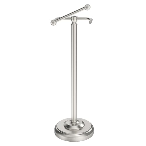 22-Inch Brushed Nickel Stainless Steel Toilet Paper Holder Stand - No Tipping, Weighted Base