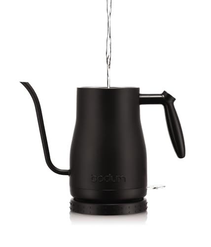 Electric Water Kettle 34oz Gooseneck Pour Over Coffee & Tea, Stainless Steel Matte Black