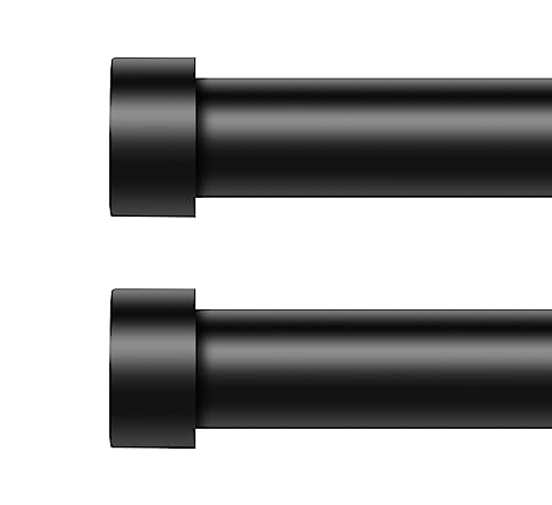 VOIIY 2-Pack Adjustable Heavy Duty Curtain Rods 36-88 Inch Black for Windows