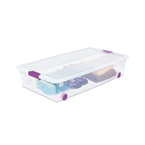 Sterilite ClearView Latch Wheeled Underbed Storage Boxes - 60 Quart, 4-Pack