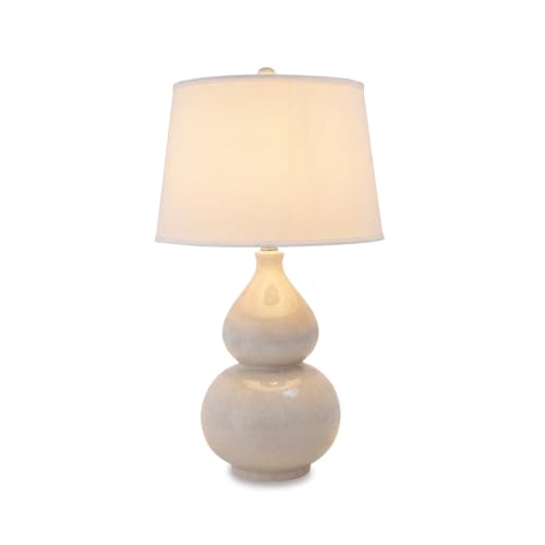 Contemporary Cream Ceramic Table Lamp - 30" Tall with Double Gourd Base