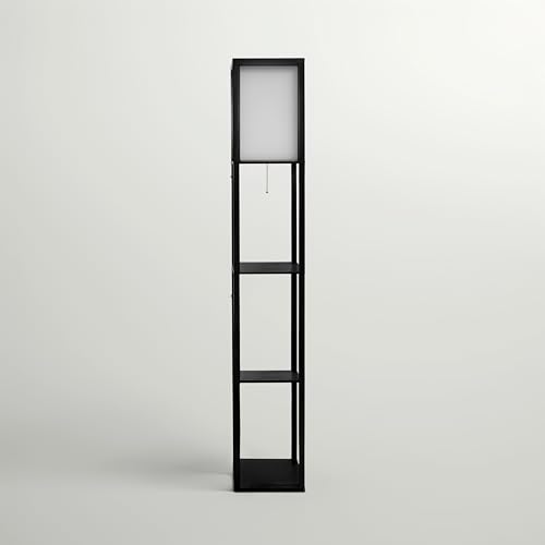 Brightech Maxwell Black Floor Shelf Lamp with LED Bulb, Corner Display & Smart Compatibility