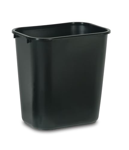 7-Gallon Black Wastebasket - Commercial Trash Bin Pack of 4 - Durable & Stackable