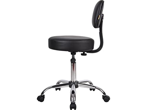 Be Well Medical Spa Stool with Back Cushion - Adjustable Height Black Office Stool