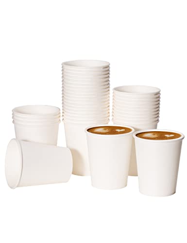 8 Oz Disposable Paper Coffee Cups - White, 1000 Pack, Suitable for Hot & Cold Drinks