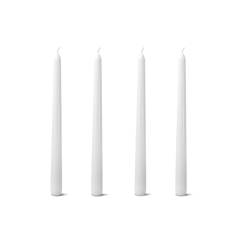White 10-Inch Taper Candles: Unscented Smokeless Dripless Candlesticks with 7-8 Hours Burning Time (4/12/24/36/48 Pack)Paraffin Wax Ideal for Holiday, Wedding, Dinner, Christmas, Home Decor