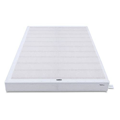 Twin 74" x 38" x 5" Sturdy Mattress Foundation Box Spring Bed Base - White, Tool-Free Assembly