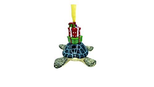 Blue Sea Turtle Christmas Ornament - Hanging Coastal Beach Decor, 2.75in