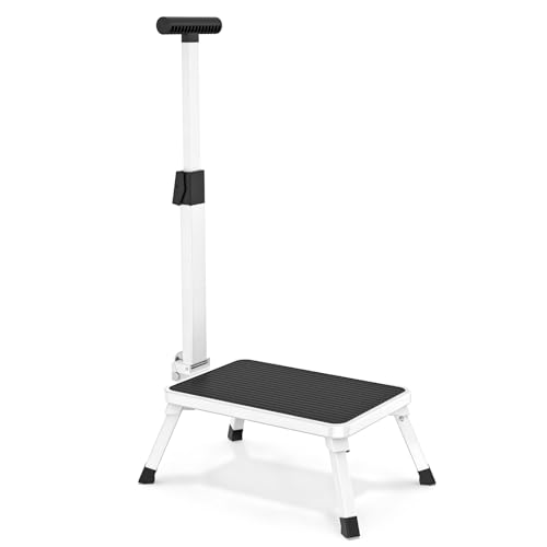 Foldable Adult Step Stool with Handle, Non-Slip Metal Platform, 330 lbs Capacity