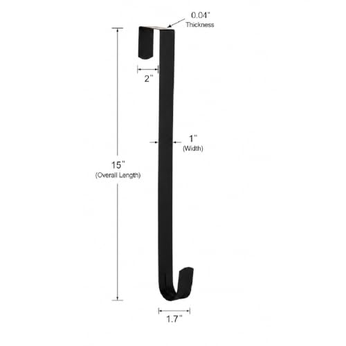 Aeranto Slim Over-the-Door Wreath Hanger, 15 in, Black, 1 Pack