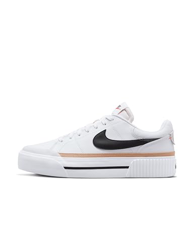 Nike Women's Court Legacy Lift Shoes 9.5 White Black Hemp Orange