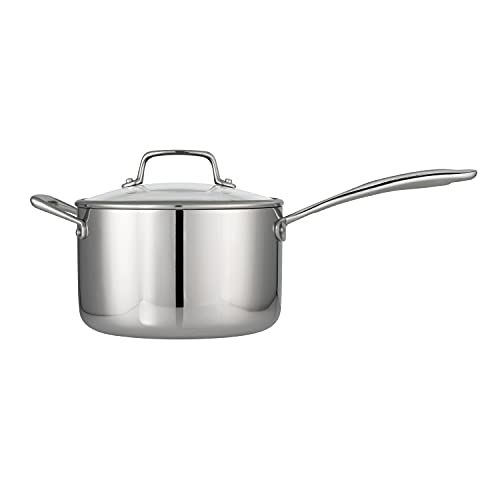 4-Quart Stainless Steel Sauce Pan with Lid - Tri-Ply Clad Cookware