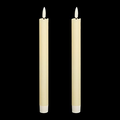 Wondise Ivory Flameless Taper Candles with 6HRS Timer, 2 Pack Battery Operated LED Flickering 3D Flame Real Wax Candles for Christmas Thanksgiving Fireplace Halloween Decorations