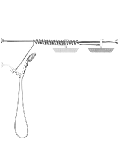 Rainfall Shower Head with Handheld Combo - Chrome / Twist Slider 2-in-1 System
