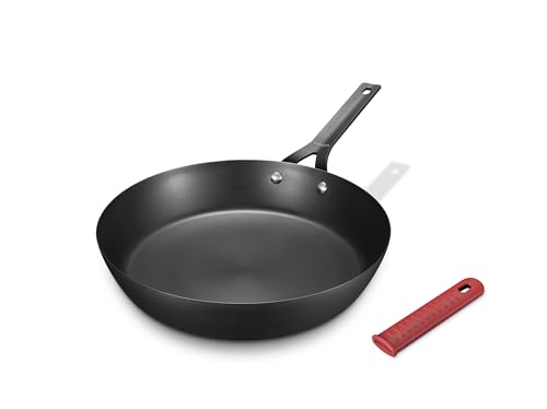 Black 10-Inch Carbon Steel Frying Pan Skillet - Pre-Seasoned & Nonstick