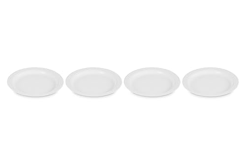 Le Creuset 4-Piece White Stoneware Dinner Plate Set 10.5" - Durable, Nonstick, Dishwasher Safe