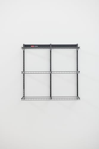 36-Inch Rubbermaid FastTrack Rail Storage Kit with 3 Shelves for Garage & Workshop Organization - Heavy Duty Steel, 350 lbs Per Shelf