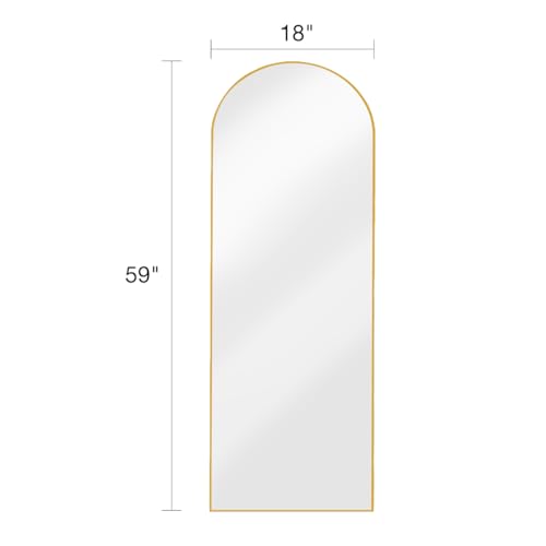 ITSRG Gold Full Length Floor Mirror with Stand 59" x 18" Arched Wall & Freestanding