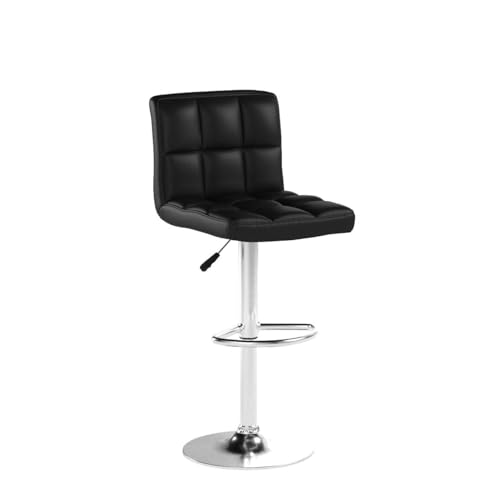 Black Set of 2 Adjustable Bar Stools with Backrest - PU Leather, Swivel & Footrest