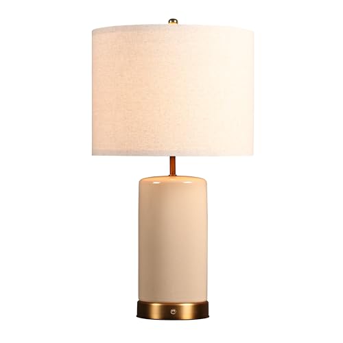 Rechargeable 24-Inch Ceramic Table Lamp with Dimming - Cream White