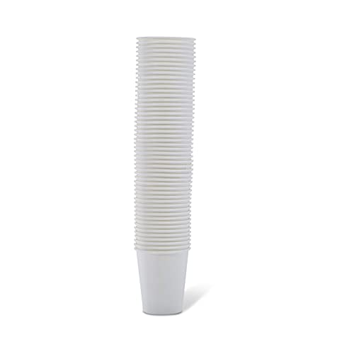 8 Oz Disposable Compostable Paper Coffee Cups - White, Leak-Proof, 1000 Pack