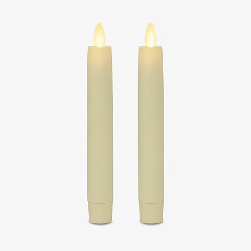 Luminara Flameless Real Flame 0.87x6.75 Inch Ivory Taper Candles, 2