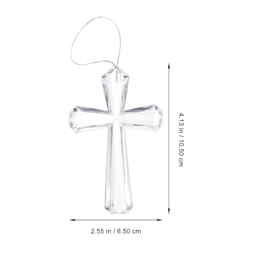 Lurrose Crystal Cross Hanging Ornament Crystal Acrylic Cross Decoration Hangings Glass Christmas Tree Ornaments for Religious Christian Christmas Party Decoration